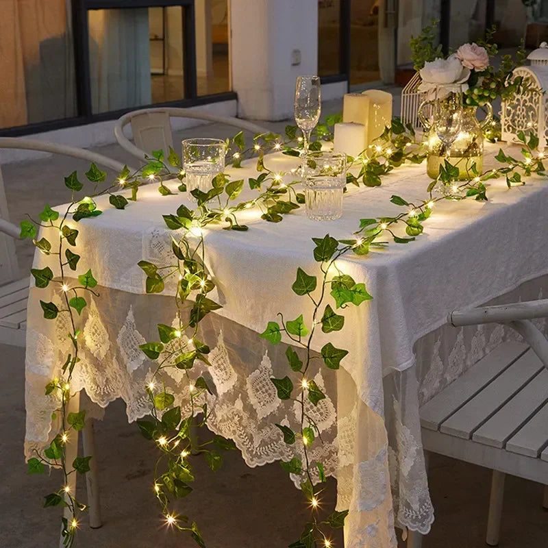 Floral Green Leaf String Lights Artificial Vine Fairy Lights Solar Lights Garland Lights for Home Decoration