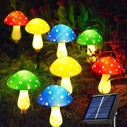 Solar Cute Mushroom String Light 8 Mode Lighting Effect Outdoor Waterproof Courtyard Garden Lawn Christmas Decor Landscape Light