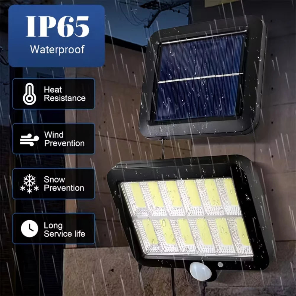 120 COB Solar Wall Lamp Motion Sensor Led Solar Lights 3 Modes with Remote Control Outdoor Waterproof Lamp for Garden Yard Decor