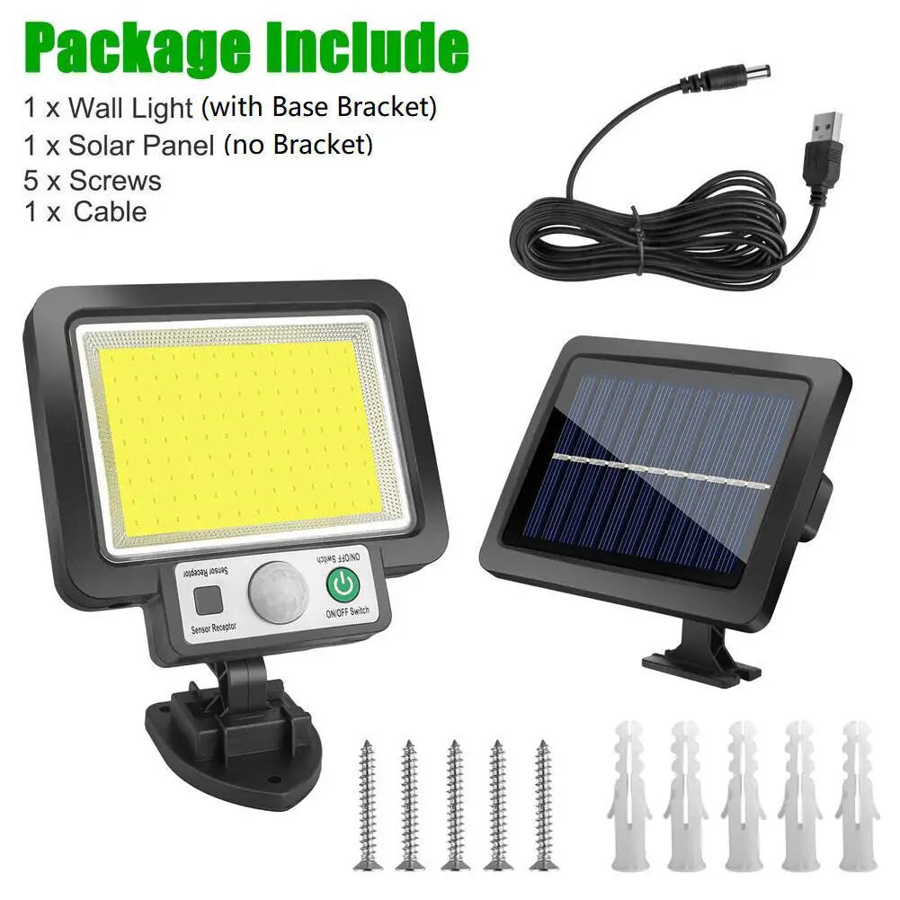LED Solar Split Wall Lamp Outdoor IP65 Waterproof Motion Sensor 3 Mode 117 COB Solar Power Light for Garden Security Wall Light