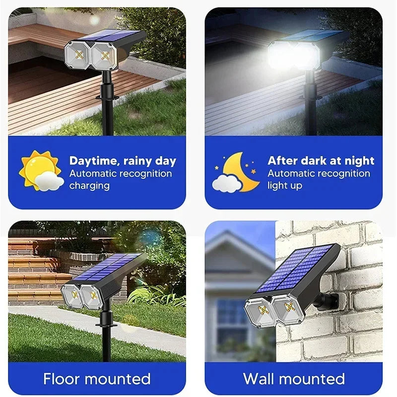 RGB Solar Spot Light 18 LED Outdoor Waterproof Color Changing Multicolor Pathway Patio Gate Fence USB/Solar Landscape Spotlight