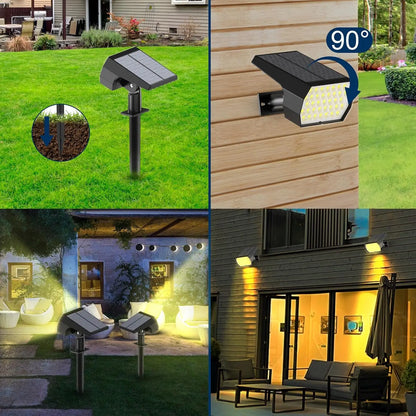 Solar 74 LED Lawn Light 1500mAh 3 Color Temperature Option, with Light Sensor for Uplighting Trees Statues 2/4/6pcs Solar Lamp