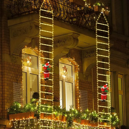 Christmas Decoration 2025 Santa Claus Climbing Ladder Room Decoration Home Outdoor Garden Cristmas Tree Ornement Gift LED