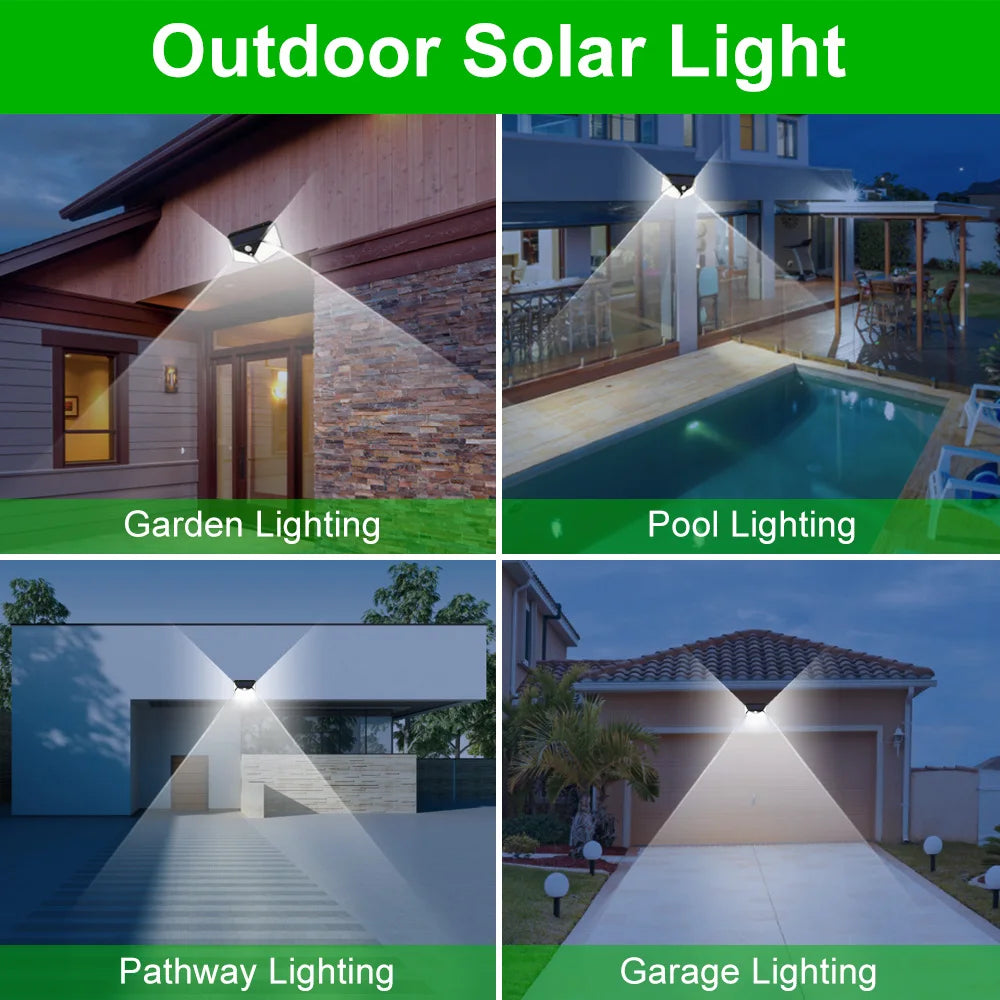 1/2/4/Pcs 100 LED Wall Lights Outdoor Solar Lamp PIR Motion Sensor Solar Powered Sunlight Street Light for Garden Decoration