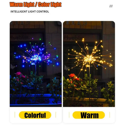 90LED Solar Fireworks Light Outdoor Fairy Garden Lights 8 Lighting Modes DIY Starburst Solar Lamps Holiday Decorative Lights