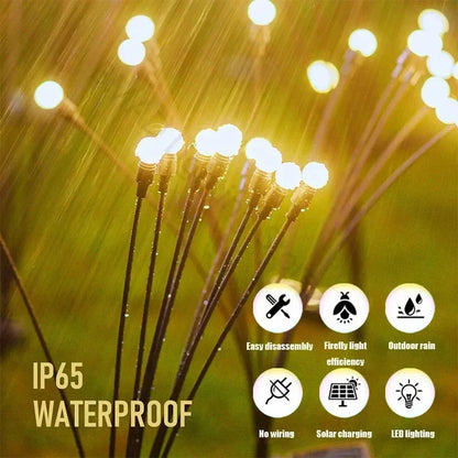 Solar LED Lights Garden Firework Warm Lights Outdoor 6/8 LEDs Waterproof Firefly Lawn Lamps Patio Pathway Decoration