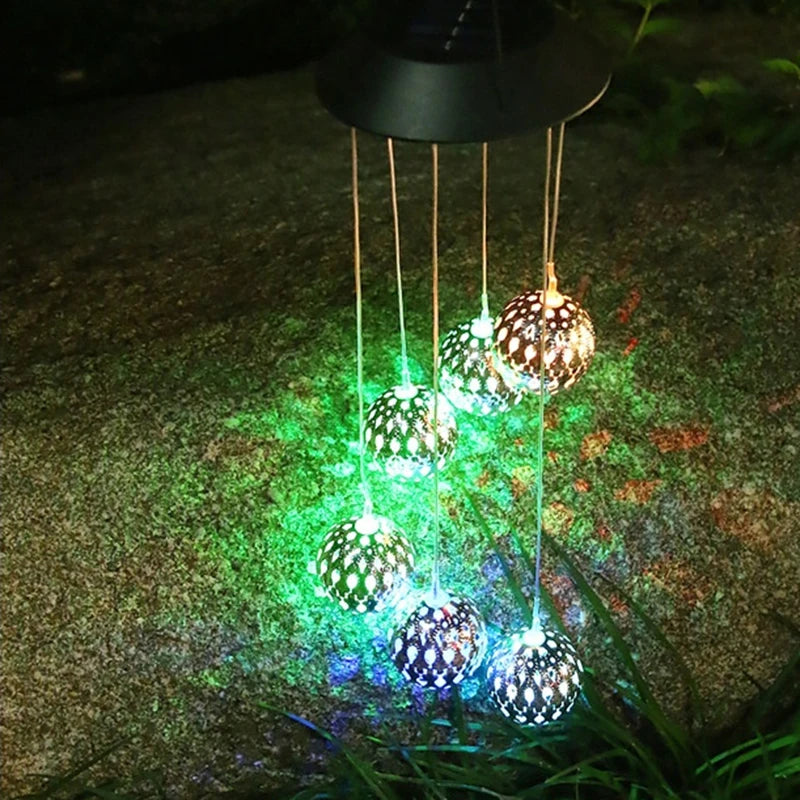Solar Chandelier Balcony Terrace Arranged Wind Chime Lamps Outdoor Courtyard Garden Decorative Waterproof Small Hanging Lights