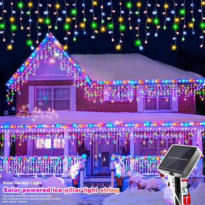 Solar Curtain Icicle Lights Lights Outdoor Waterproof Eaves Decor String Lights for Yard Party Holiday Decorations Home Decor