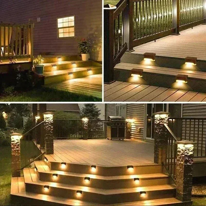 16 Pack Solar Outdoor Lights Warm White Light Ideal for Stairs, Fences, Patios, Garden - Waterproof Wall Lamp with Automatic LED