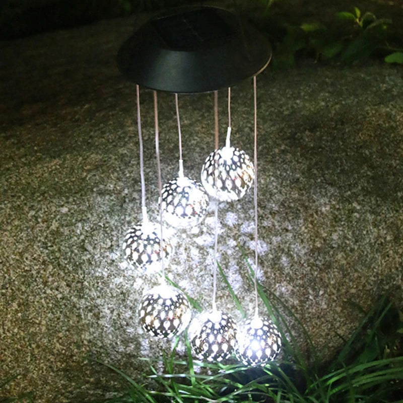 Solar Chandelier Balcony Terrace Arranged Wind Chime Lamps Outdoor Courtyard Garden Decorative Waterproof Small Hanging Lights