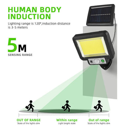 LED Solar Split Wall Lamp Outdoor IP65 Waterproof Motion Sensor 3 Mode 117 COB Solar Power Light for Garden Security Wall Light