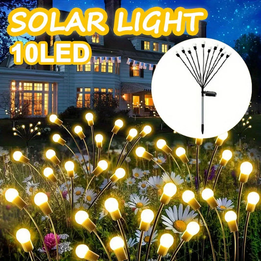2Pcs Solar Garden Light 10LED Swing Solar Waterproof Firefly Light Outdoor Yard Patio and Garden Decoration Warm White/colorful