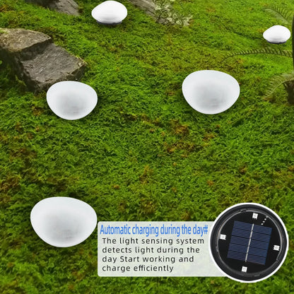 Solar Outdoor Garden Lighting Faux Stone Yard Lawn Decorative Landscape Illuminating Semi Flush Mount Lamp Fixture Pebble Lights
