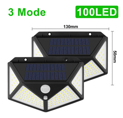 1/2/4/Pcs 100 LED Wall Lights Outdoor Solar Lamp PIR Motion Sensor Solar Powered Sunlight Street Light for Garden Decoration