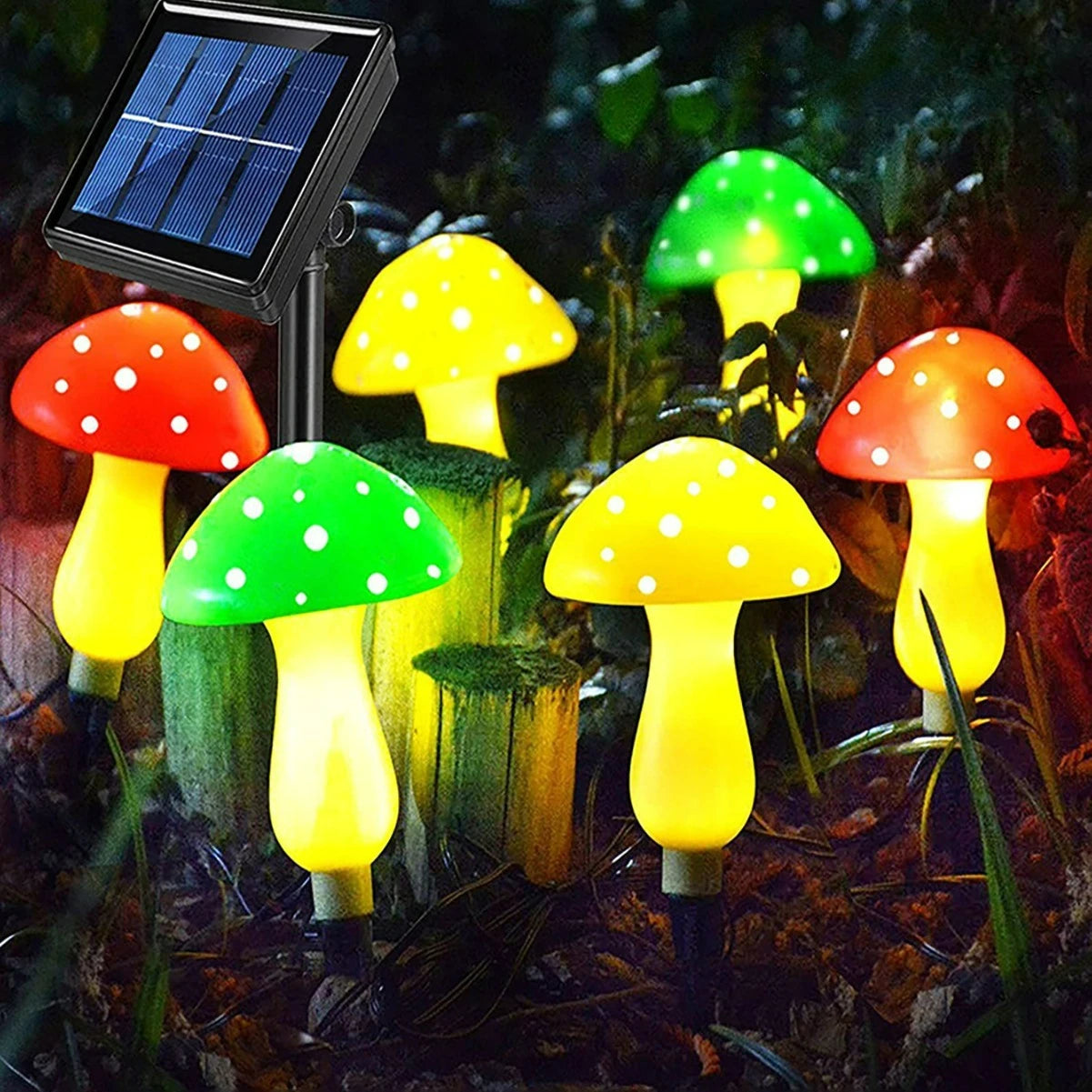 Solar Cute Mushroom String Light 8 Mode Lighting Effect Outdoor Waterproof Courtyard Garden Lawn Christmas Decor Landscape Light