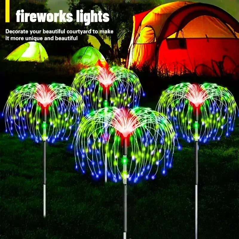 60LEDS Solar Firework Lights Waterproof Garden Lights Outdoor Solar Lights 8 Modes Landscape Lighting for Courtyard Pathway