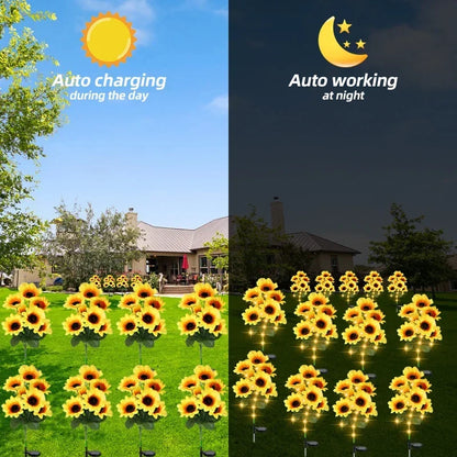 7 Heads LED Solar Simulation Sunflower Light Garden Yard Lawn Night Lights Landscape Lamp Home Decoration Christmas Flower Light