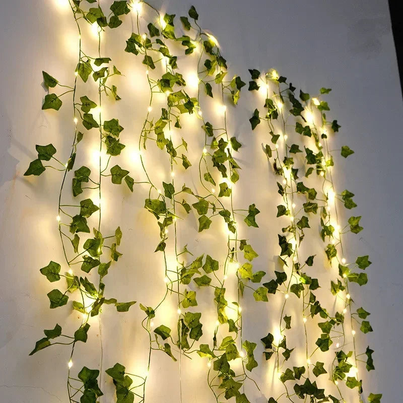 Floral Green Leaf String Lights Artificial Vine Fairy Lights Solar Lights Garland Lights for Home Decoration