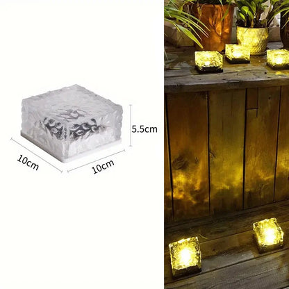 1PC Solar Ice Brick Lights IPX44 LED Paver Lights Outdoor Rock Brick Landscape Lamp for Garden Yard Pathway Patio Decor 4x4 Inch