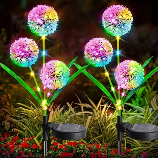 3 LEDS Solar Outdoor Dandelion Lights, LED Color Scallion Ball Lights, Lawn Lights, for Garden, Patio, Walkway, Lawn Decoration