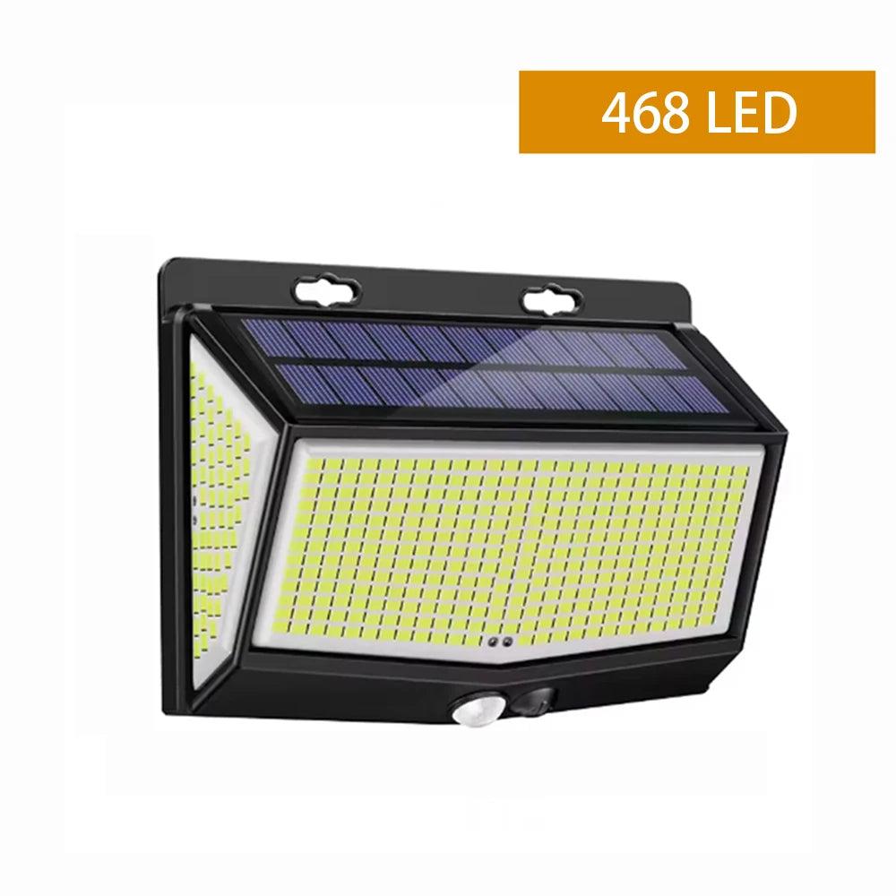 New 468 LED Solar Lights Integrated for Outdoor Garage with Motion Sensor Dusk to Dawn IP65 Waterproof, 120° Lighting Angle