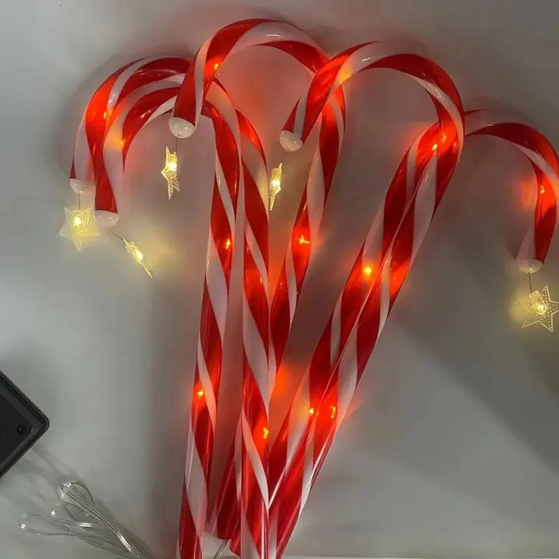 1Set Of 5/8 Solar Christmas Garden Light Outdoor Waterproof Candy Ground Light Christmas Decoration Lamp For Garden Lawn Festive