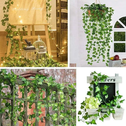 Battery-operated 2M/5M/10M Artificial Vine Plants Garland Fake Ivy Turtle Leaves String Light for Garden Christmas Wedding Decor