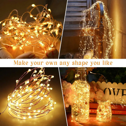 100 LED Solar Fairy Waterproof Copper Wire String Lights 8 Modes Christmas Party Garland Solar Lamp for Outdoor Garden Wedding