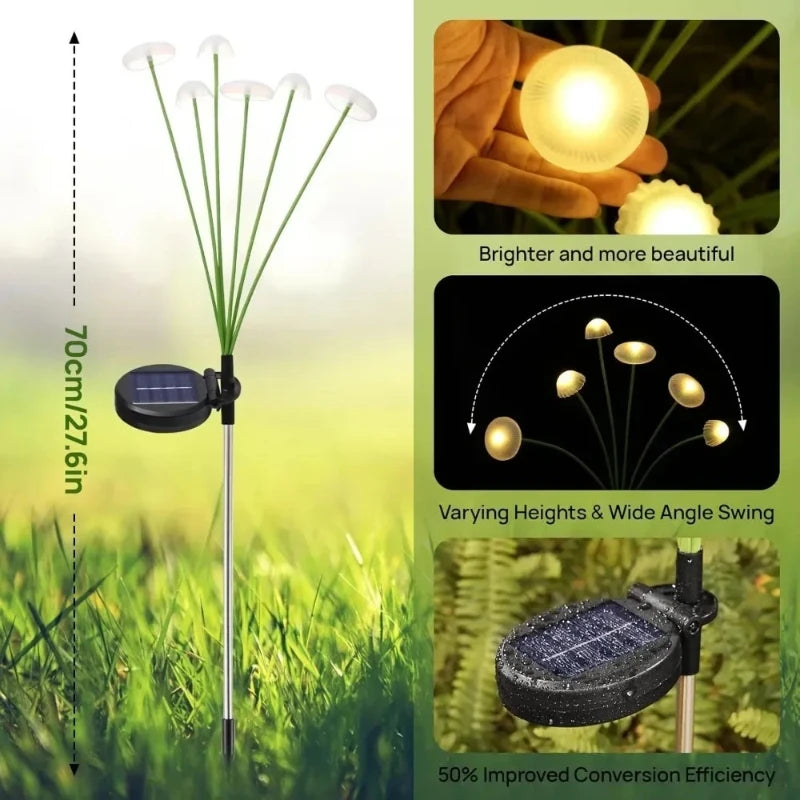 Solar Mushroom Lawn Lights Waterproof Party Yard Patio Pathway Jellyfish Lamp for Garden Decoration Solar Lights Outdoor 10 LED