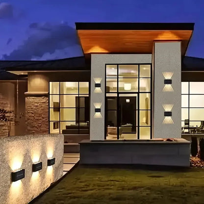 1-2PC 6/8 LEDs Solar Outdoor Wall Decorative Landscape Lighting Light Fixtures Suitable For Courtyard Villa Fence Terrace Garden