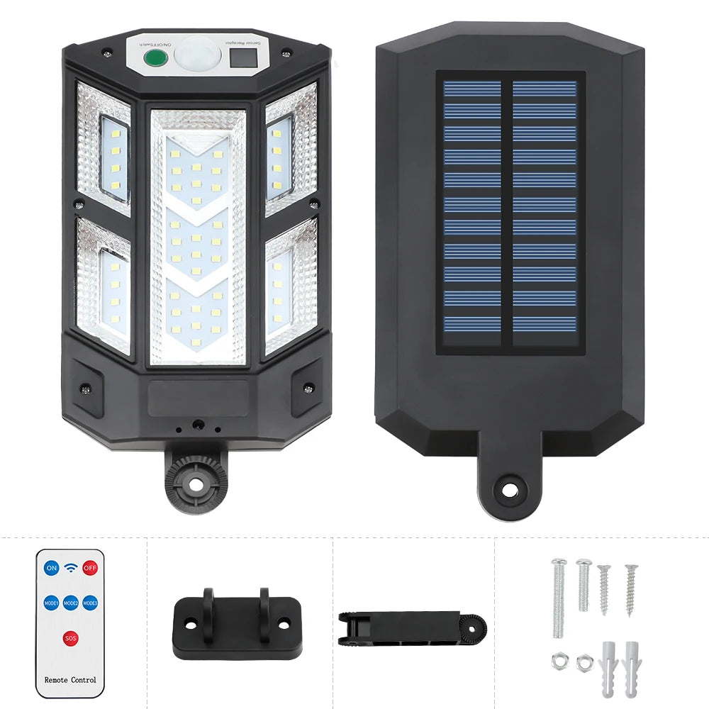 250W Solar Lights Outdoor Waterproof 8000LM LED Flood Lights Motion Sensor with Remote 3 Modes Street Lamp for Yard Garden Path