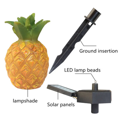 LED Plant Solar Lamp Outdoor Waterproof Simulation Pineapple Landscape Light Street Garden Fence Lawn Decorative Solar Light