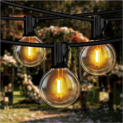 G40 Solar String Lights Outdoor 8Mode Solar Globe String Bulb Patio Hanging Lights Waterproof Garden Pergola Bistro Deck Decor
