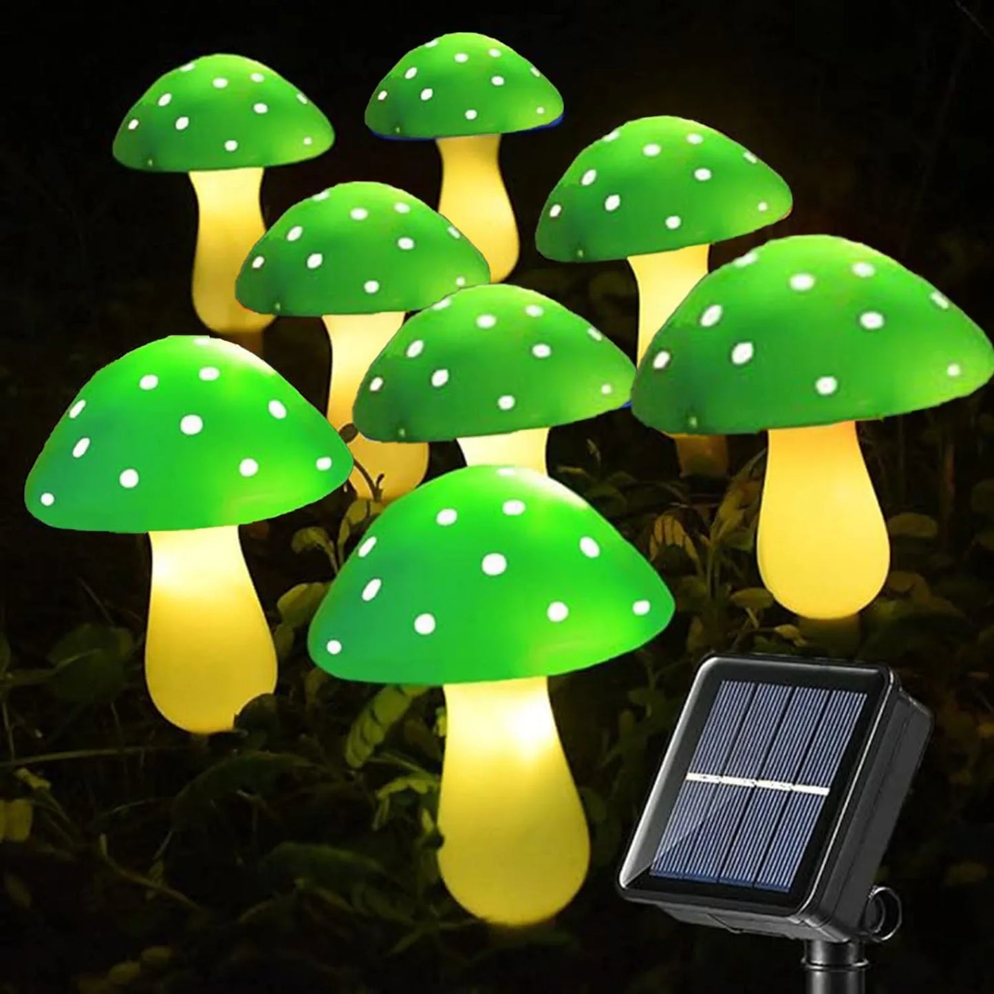 Solar Cute Mushroom String Light 8 Mode Lighting Effect Outdoor Waterproof Courtyard Garden Lawn Christmas Decor Landscape Light