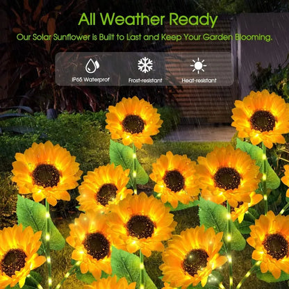 1/3 Head LED Solar Light Sunflower Outdoor Waterproof Garden Lawn Wedding Christmas Party Decoration Solar Powered Garland Light
