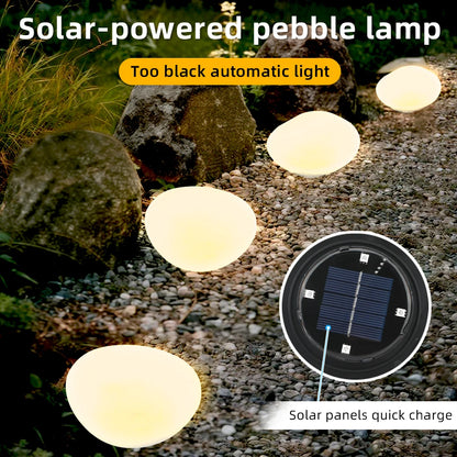 Solar Outdoor Garden Lighting Faux Stone Yard Lawn Decorative Landscape Illuminating Semi Flush Mount Lamp Fixture Pebble Lights