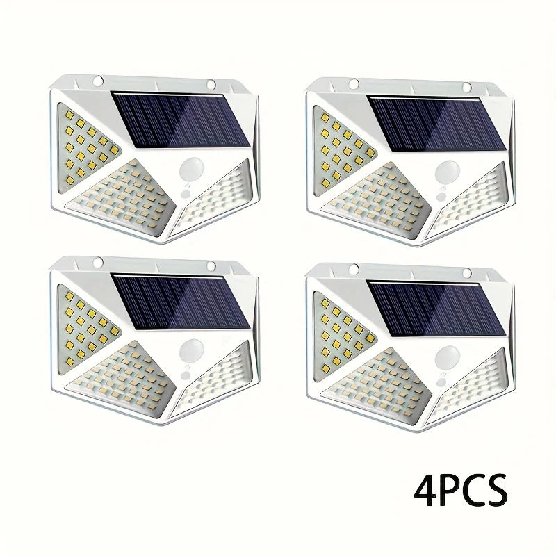 1PC Solar Light Outdoor 100 LED Wall Lamp PIR Motion Sensor Lamp Waterproof Stairs Lights for Courtyard Garden Street Decoration