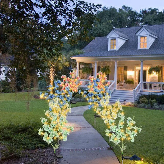 Solar Lights Outdoor Decorative Solar Garden Lights Rose Flower Lawn Lamp for Yard Patio Garden Decor 8 Modes
