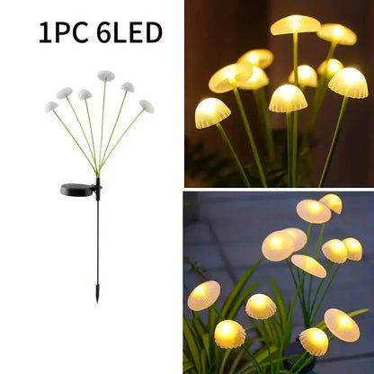 Solar 6-Head Jellyfish Mushroom Lamp Garden Decorative Lights Outdoor Landscape Ground Insert Lawn Party Decoration Lighting