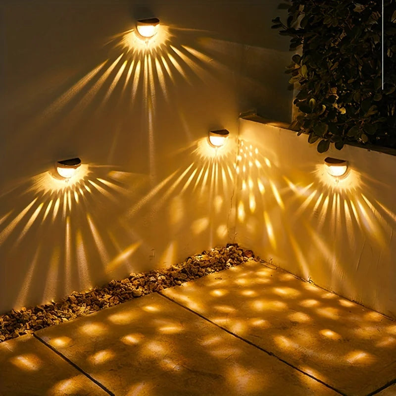 6PCs 6LED Solar Staircase Lights Waterproof Wall Lights Balcony Garden Steps Night Light for Outdoor Garden Boundary Patio Light