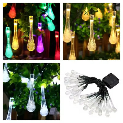 1PC LED Solar Water Drop String Lights,Outdoor Waterproof Fairy Lights,Decoration Lamp For Garden,Lawn,Courtyard,Balcony&Wedding