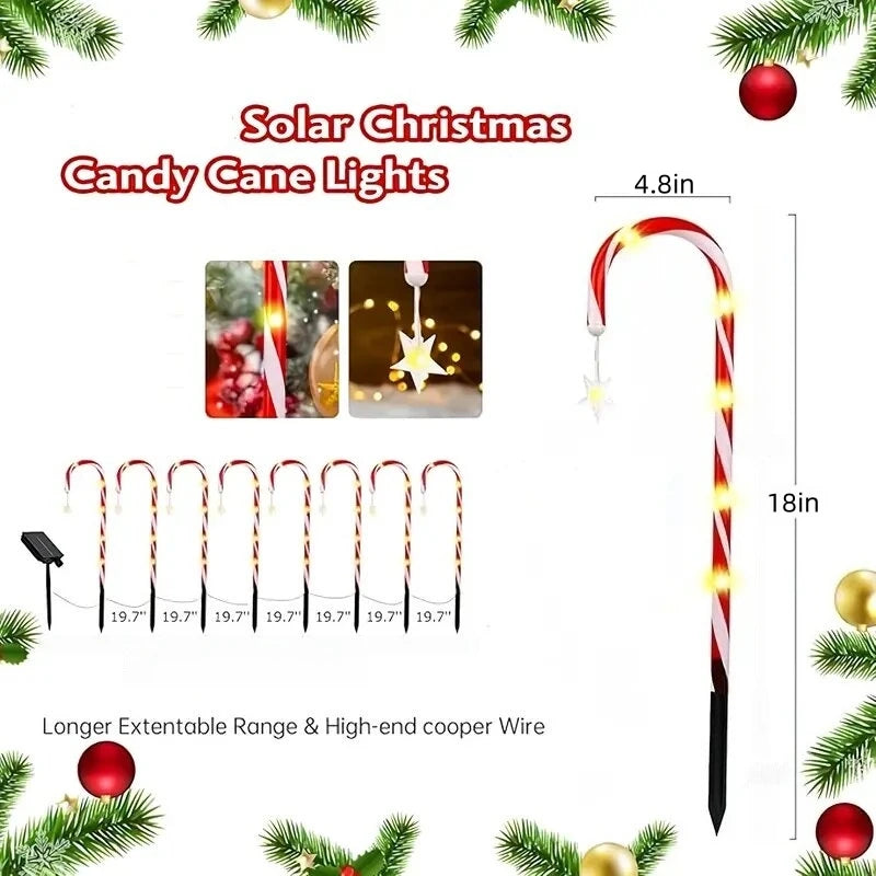 1Set Of 5/8 Solar Christmas Garden Light Outdoor Waterproof Candy Ground Light Christmas Decoration Lamp For Garden Lawn Festive