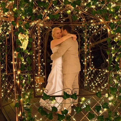 Solar String Light Artificial Leaf Flower Light Garland Decoration Outdoor Room Curtain Lamp for Wedding Party Garden