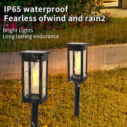2PCS Solar Pathway Warm Lights Outdoor Waterproof Solar Powered Garden for Walkway Yard Backyard Landscape Lighting Decorative