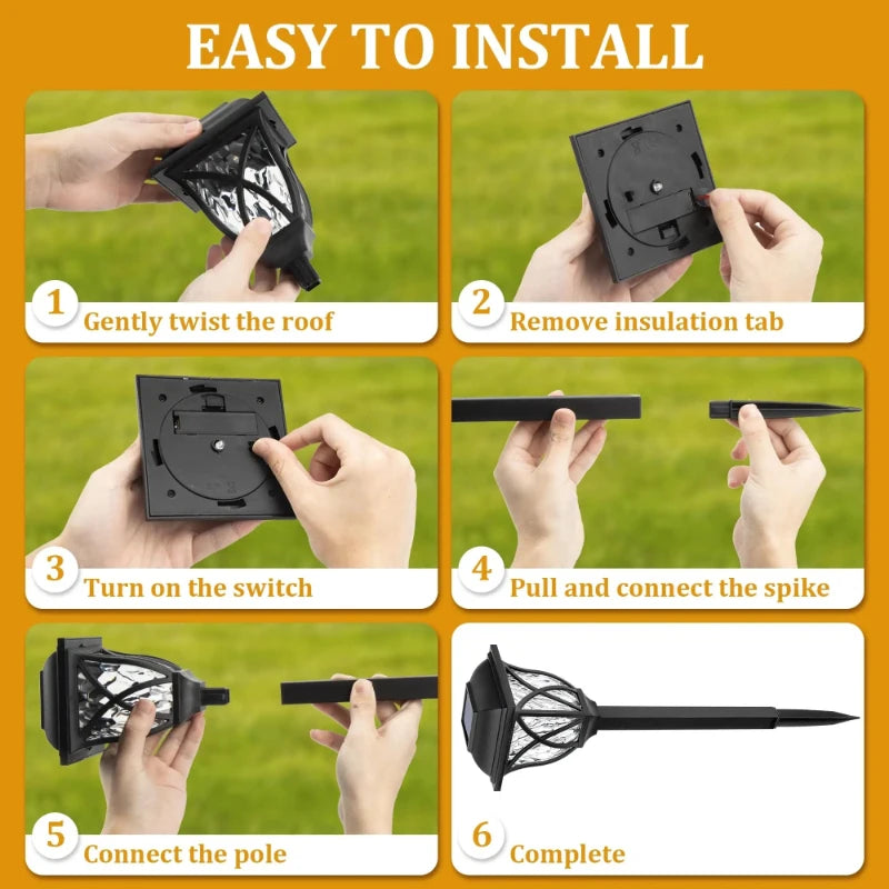 Led Solar Lawn Lights Outdoor Lamp Waterproof Warm Light Garden Courtyard for Walkway Path Villa Landscape Lights