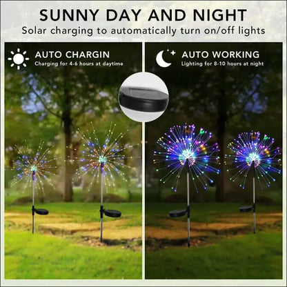 90LED Solar Fireworks Light Outdoor Fairy Garden Lights 8 Lighting Modes DIY Starburst Solar Lamps Holiday Decorative Lights
