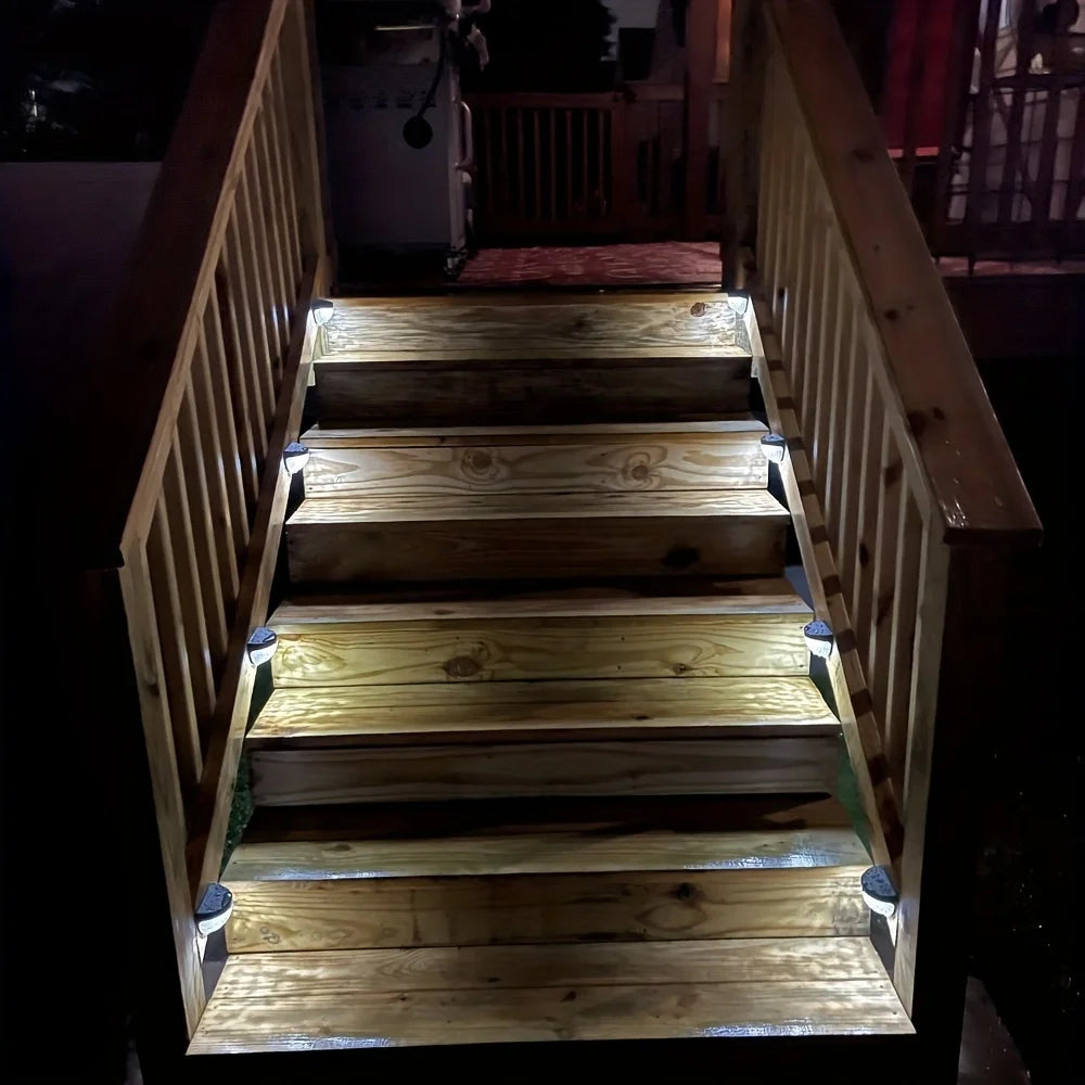 6PCs 6LED Solar Staircase Lights Waterproof Wall Lights Balcony Garden Steps Night Light for Outdoor Garden Boundary Patio Light