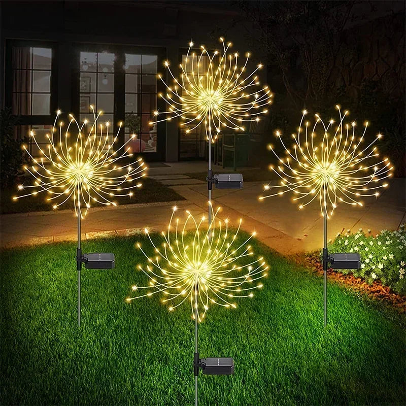 Solar LED Firework Fairy Light Outdoor Garden Decoration Lawn Pathway Light For Patio Yard Party Christmas Wedding