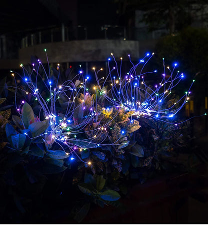 60LEDS Solar Firework Lights Waterproof Garden Lights Outdoor Solar Lights 8 Modes Landscape Lighting for Courtyard Pathway