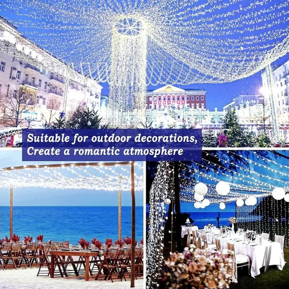 LED Outdoor Led Solar String Lights Fairy Light Solar Powered Garland Lights 8 Mode Garden Wedding Decoration Waterproof